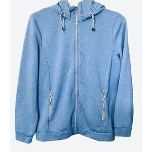 STREET ONE LONG SLV FRONT ZIP HOODIE WITH DRAWCORD, WOMENS, L-SKY BLUE-2 POCKETS